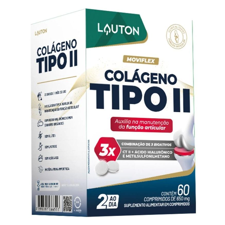 Lauton Moviflex ( Colágeno Tipo 2 + Msm + Ácido Hialurônico) 60 Comprimidos