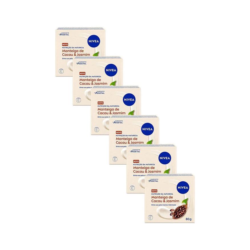 Nivea Kit 6 Sabonetes Vegetal Nutrição da Natureza Cacau & Jasmim 80g