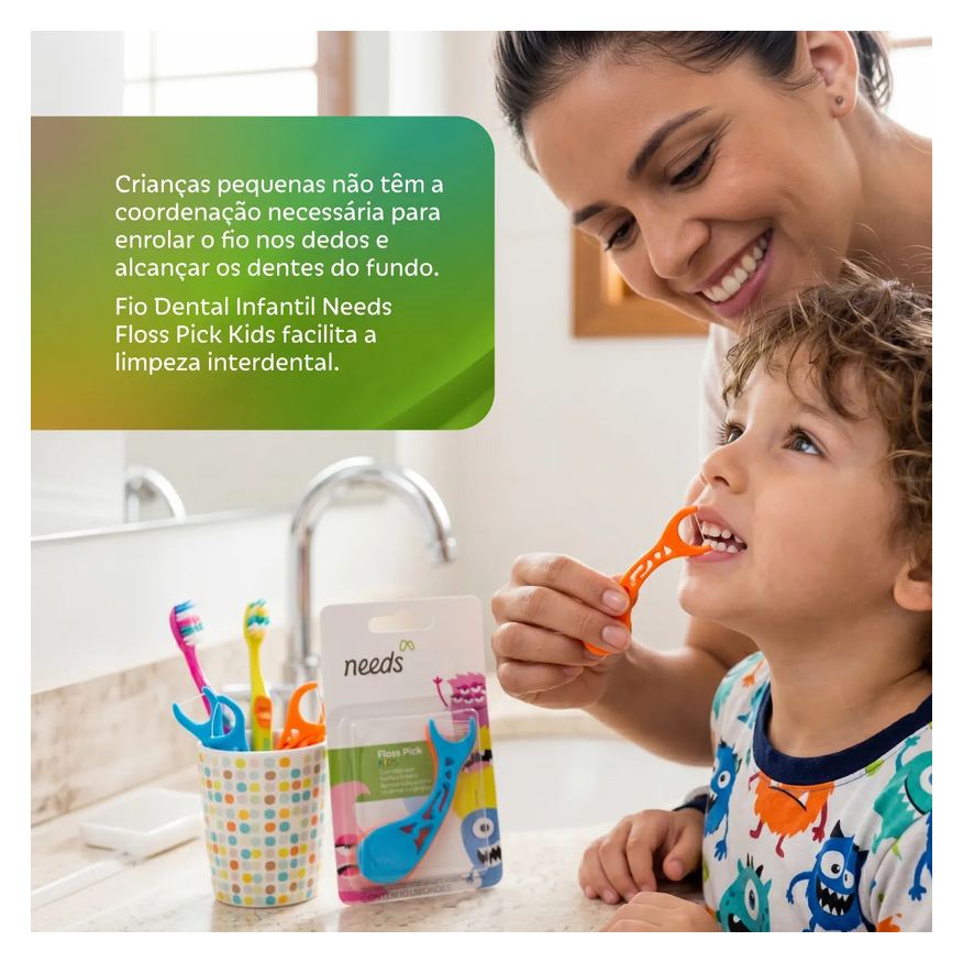 Needs Fio Dental Infantil Floss Pick Kids 10 Unidades
