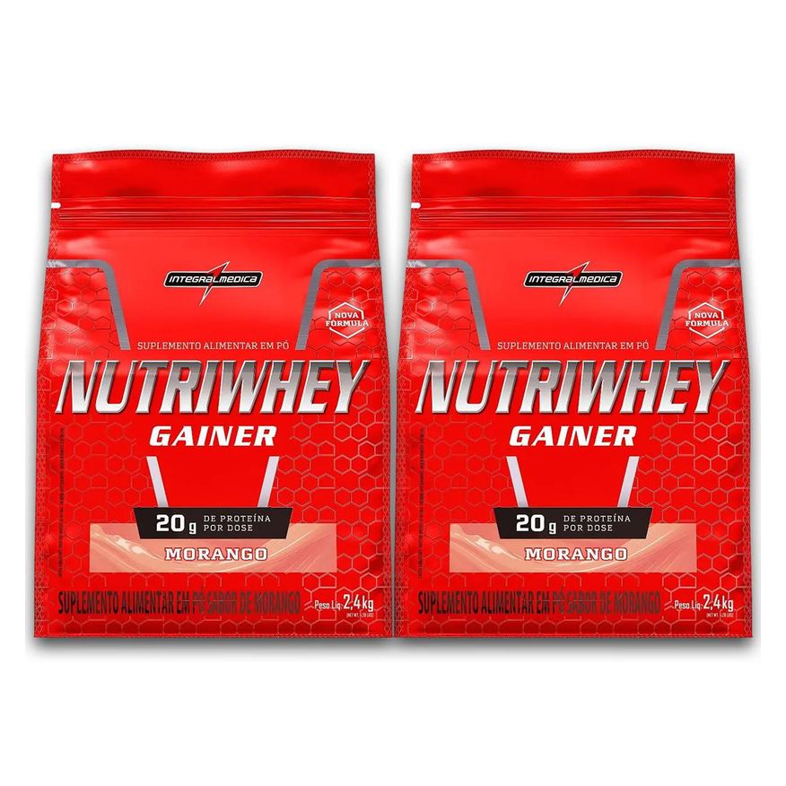 Integralmédica Kit 2 Nutriwhey Gainer Whey Protein Integral Medica Morango 2,4kg