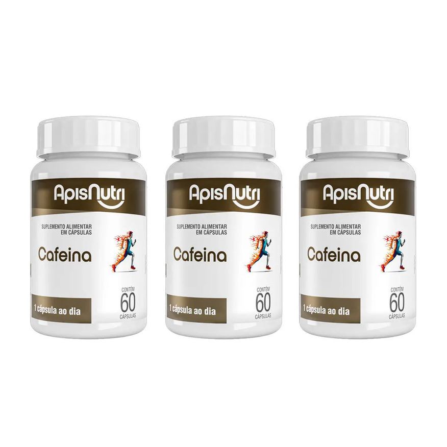 Apisnutri Kit 3 Suplemento Alimentar Cafeina 60 Cápsulas