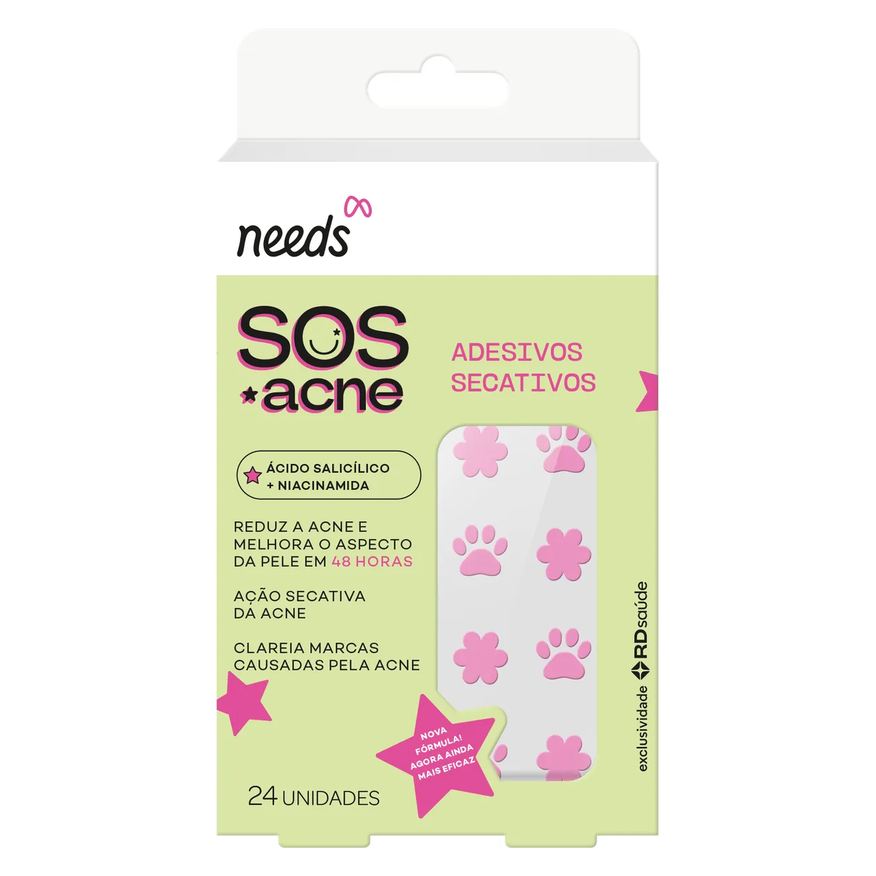 Needs Adesivo Secativo para Acne SOS Acne Ácido Salicílico 24 unidades