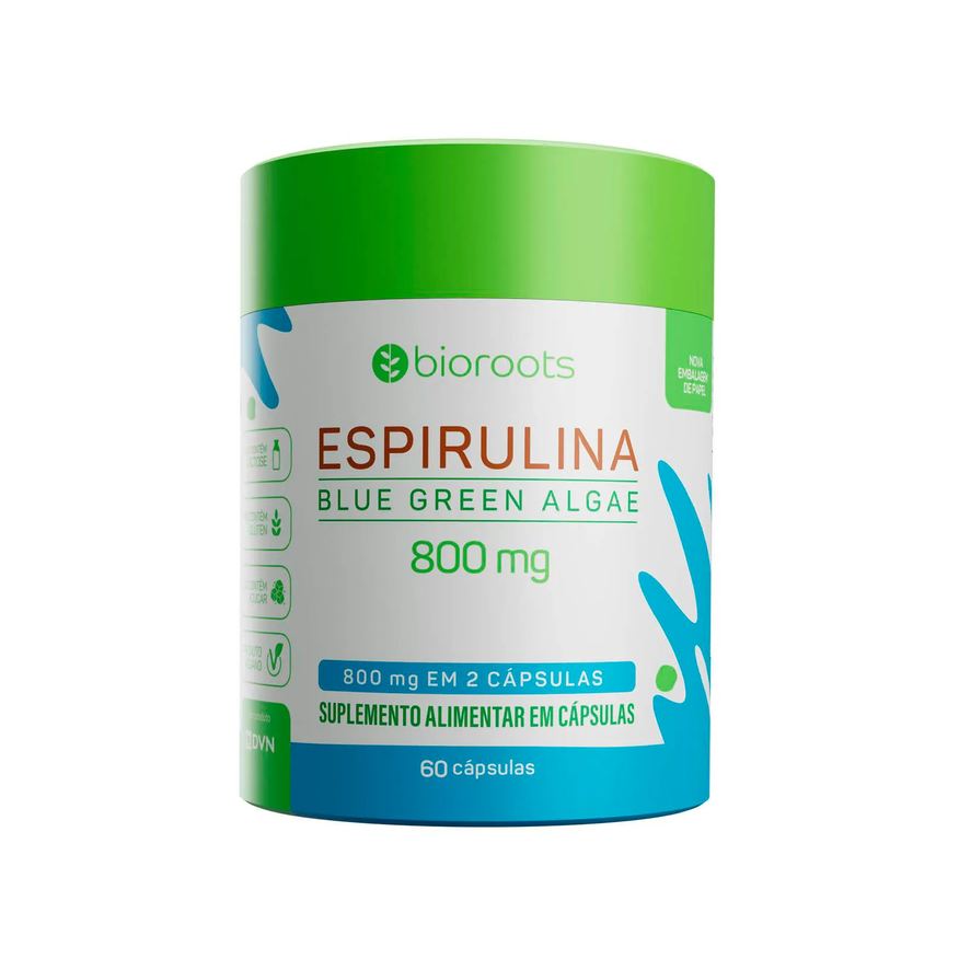 Bioroots Espirulina Blue Green Algae 400mg com 60 unidades