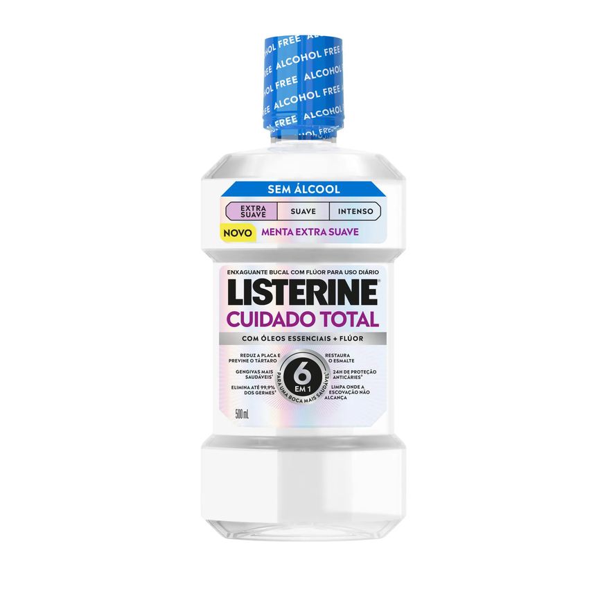 Listerine Enxaguante Bucal Cuidado Total 6 em 1 Menta Extra Suave 500ml