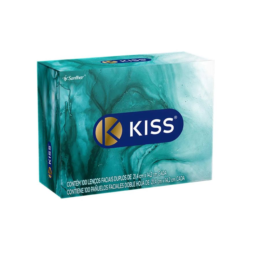 de Lenço Papel Facial Kiss Folha Dupla com 100 Unidades