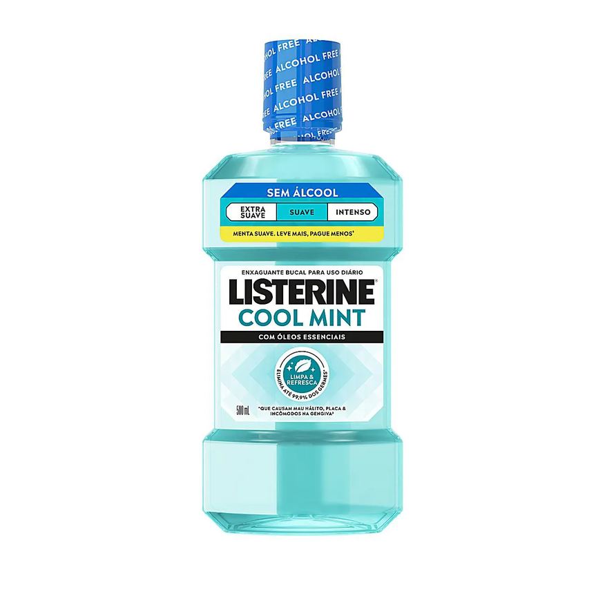 Listerine Enxaguante Bucal Antisséptico Cool Mint Suave Sem Álcool 500ml