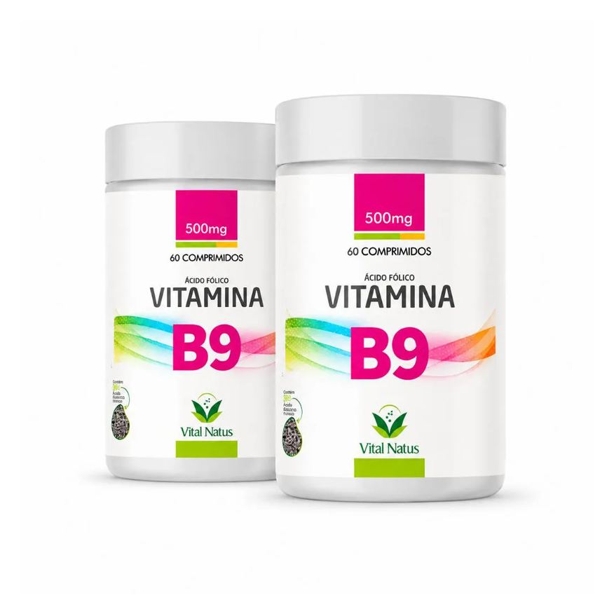 Vital Natus Kit 2 Suplemento Alimentar Vitamina B9 Ácido Fólico 600mcg 120 Cápsulas