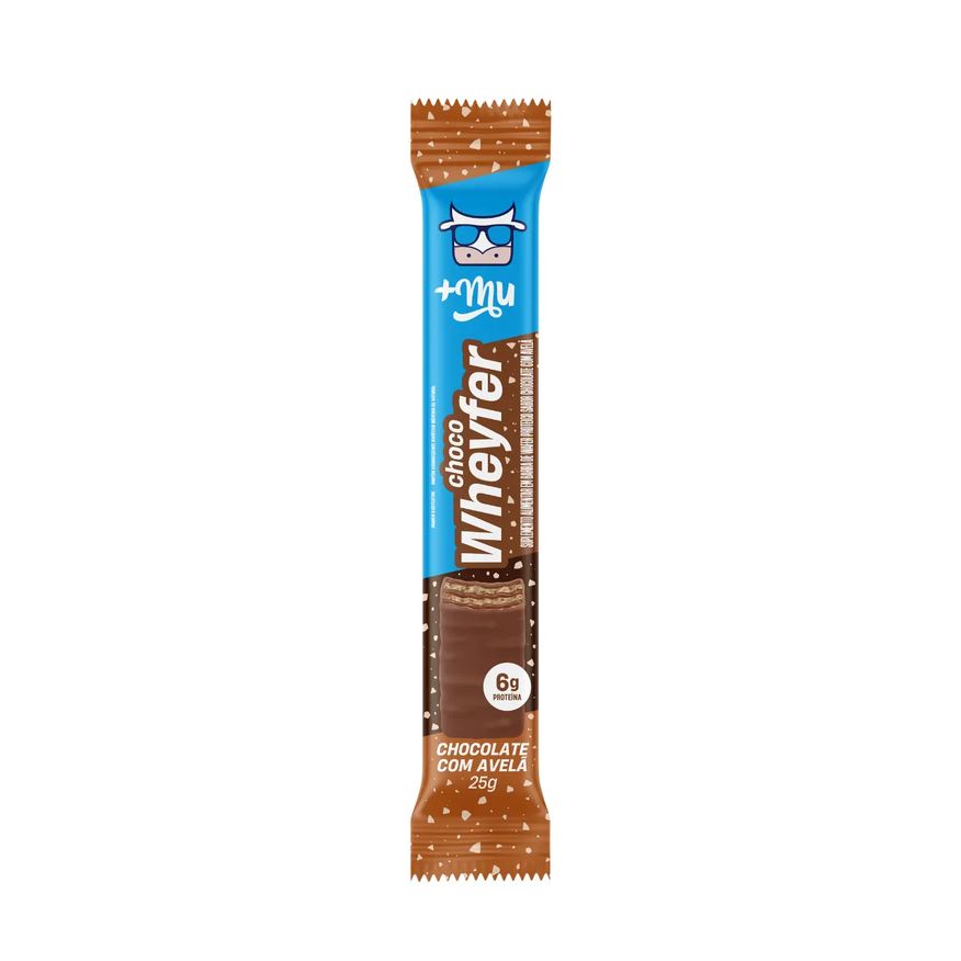 Mais Mu Wafer Proteico +Mu Choco Wheyfer Chocolate com Avelã 25g