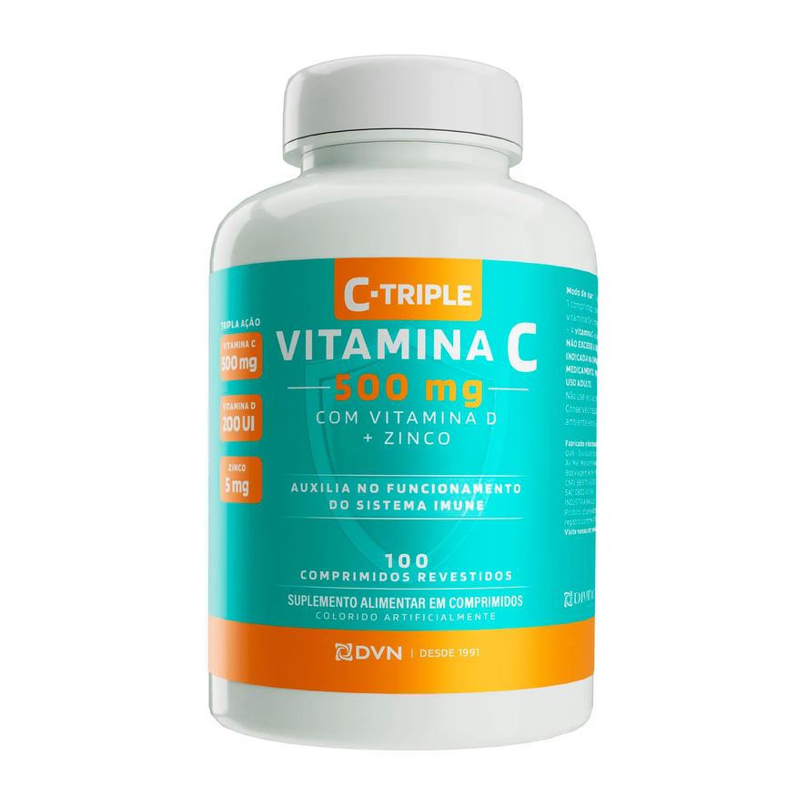 Divina Pharma Vitamina C 500mg + Vit D200ui + Zinco 100 comprimidos C-triple