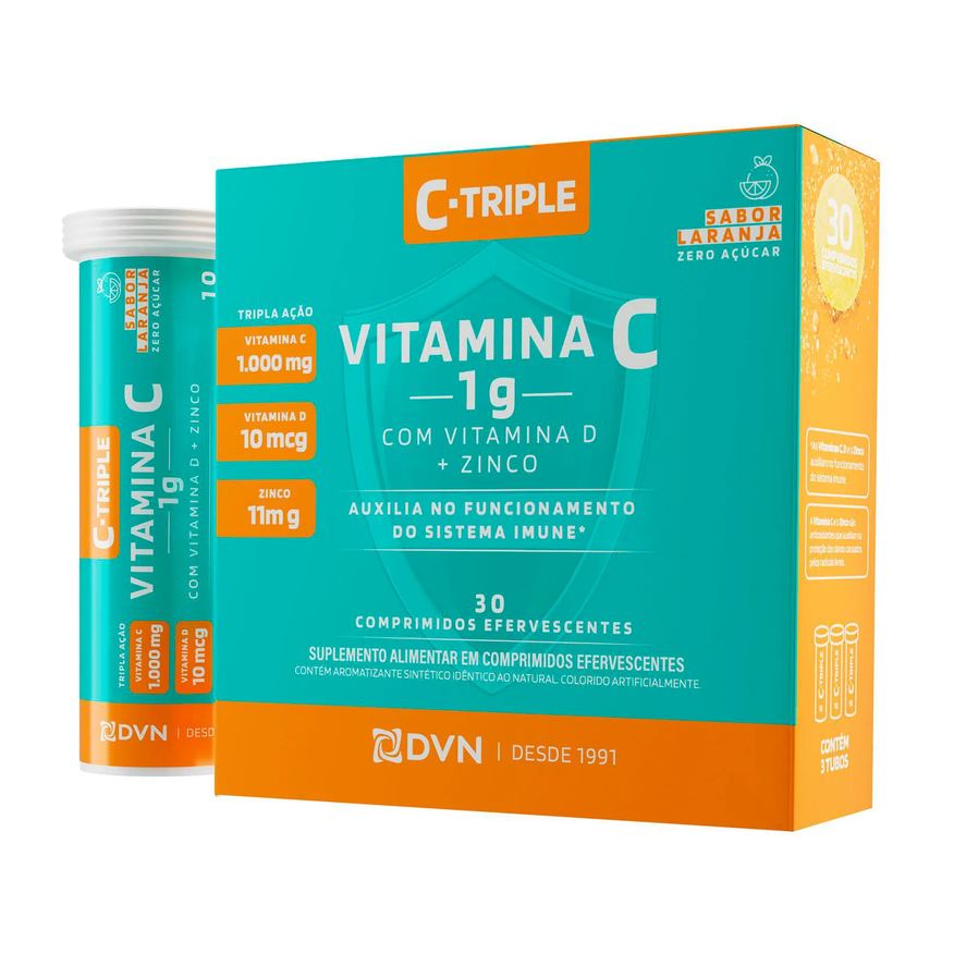 Divina Pharma Vitamina C 1g+vit D+zinco Efervescente 30 Unidaddes- C-triple