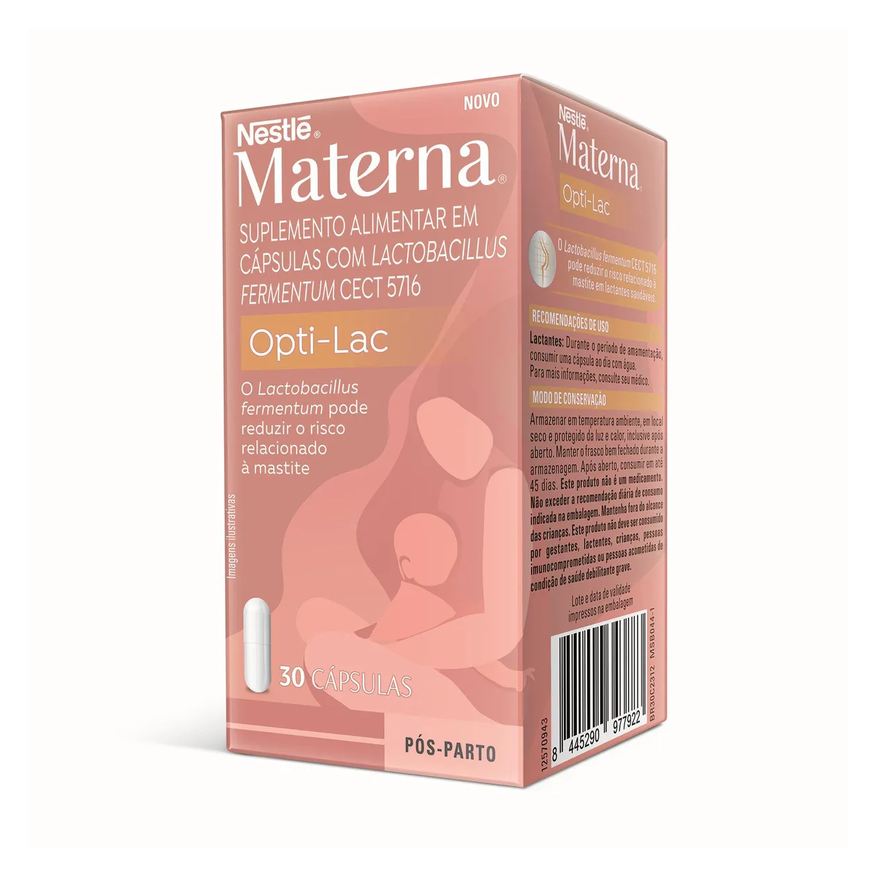 Materna Lactobacillus Optic-Lac Nestlé Pós-Parto 30 Cápsulas