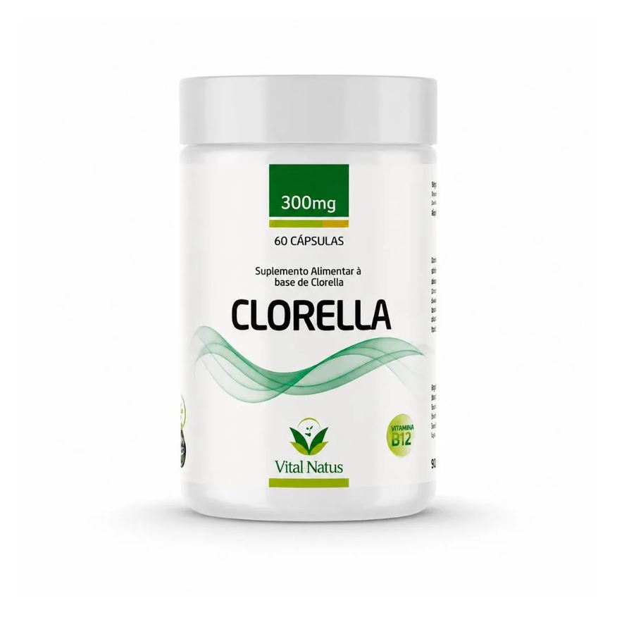 Vital Natus Clorella 300mg 60 Cápsulas | Clorofila + Vitamina B12 Suplemento Alimentar