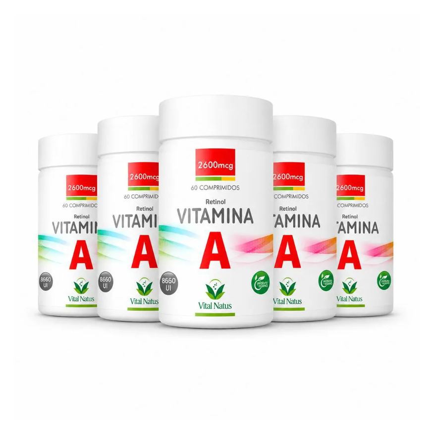 Vital Natus Kit 5 Vitamina A Retinol 2600mcg 300 Comprimidos Alta Concentração