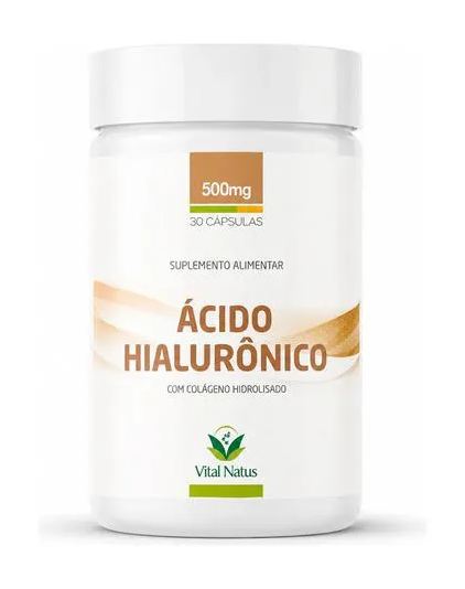Vital Natus Kit 2 Frascos 60 Cápsulas Ácido Hialurônico + Colágeno Hidrolisado 500mg