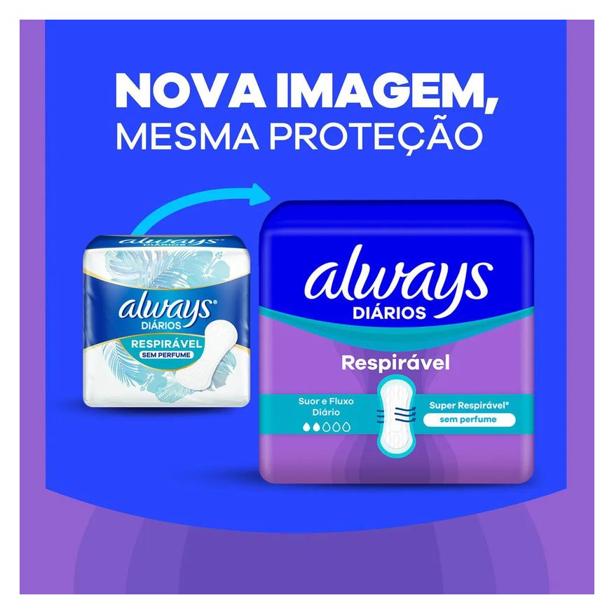 Diário Protetor Always Respirável Sem Perfume 120 unidades