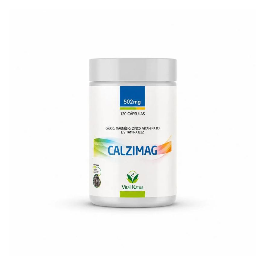 Vital Natus Suplemento Alimentar Calzimag Cálcio Magnésio Zinco Vitamina D3 B12 502mg |120 Cápsulas