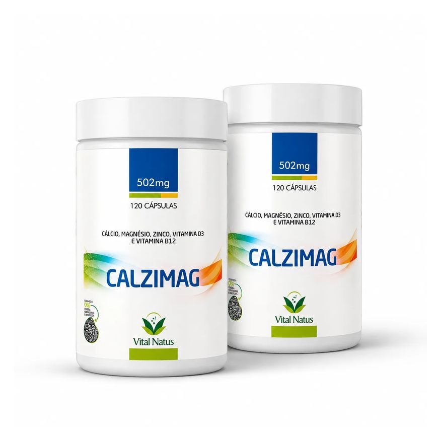 Vital Natus Kit 2 Calzimag Cálcio Magnésio Zinco Vitamina D3 B12 240 Cápsulas