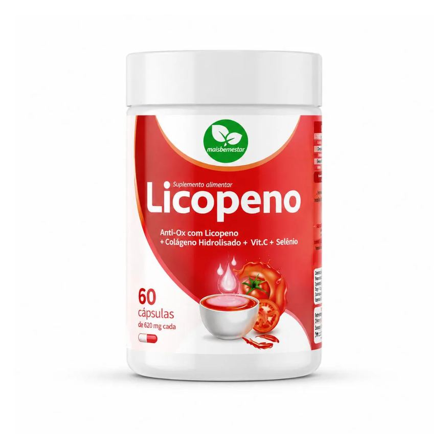Mais Bem Estar Suplemento Alimentar Licopeno com Colágeno Hidrolisado Vitamina C Selênio 60 Cápsulas