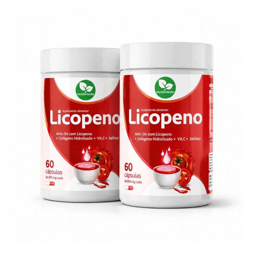 Mais Bem Estar Kit 2 Licopeno Anti-Ox 120 Cápsulas Colágeno Hidrolisado, Vitamina C e Selênio