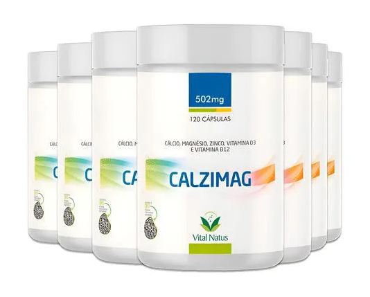 Vital Natus Kit 7 Calzimag 600 Cápsulas Cálcio Magnésio Zinco Vitamina D3 B12