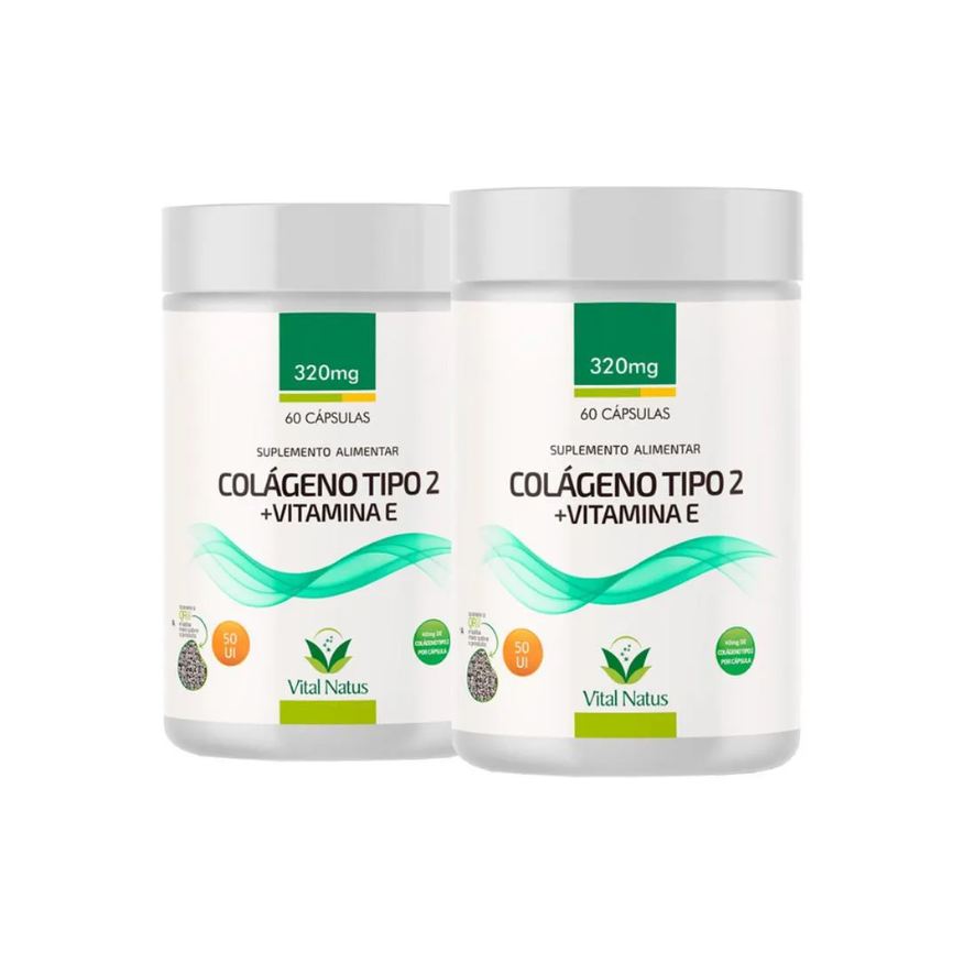 Vital Natus Kit 2 Frascos Colágeno Tipo 2 UC2 40mg + Vitamina E 120 Cápsulas