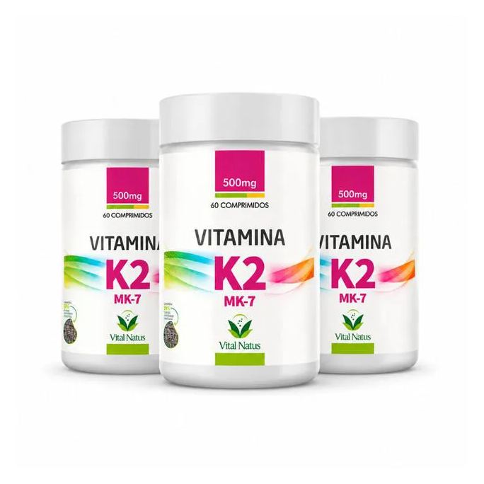 Vital Natus Kit 3 Vitamina K2 MK7 149mcg 180 Comprimidos Suplemento Alimentar
