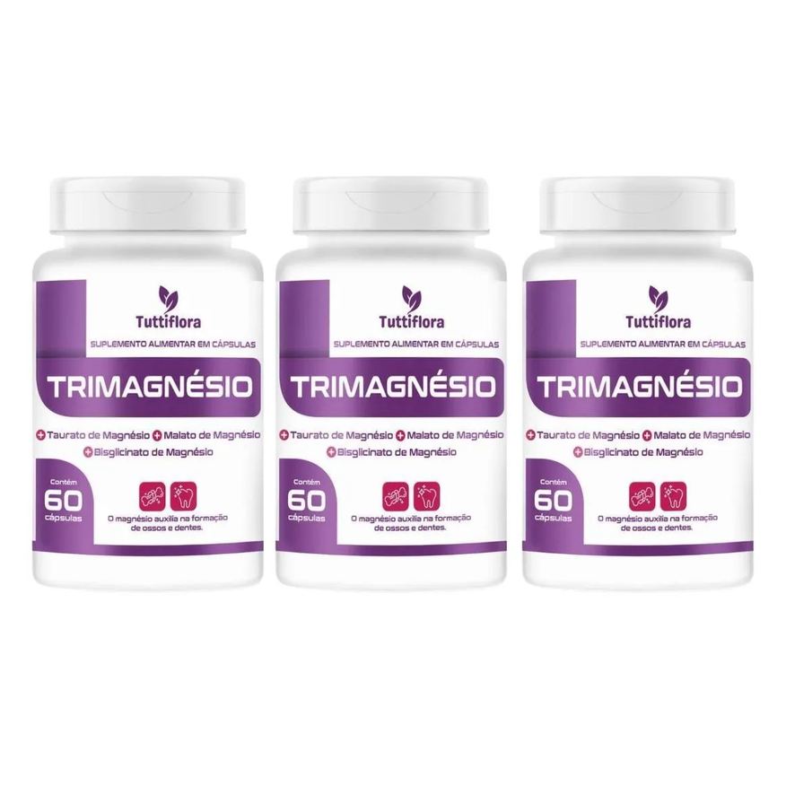 Nataly Kit 3x Tri Magnésio (Malato, Taurato, Bisglicinato) 60 Cápsulas Tuttiflora