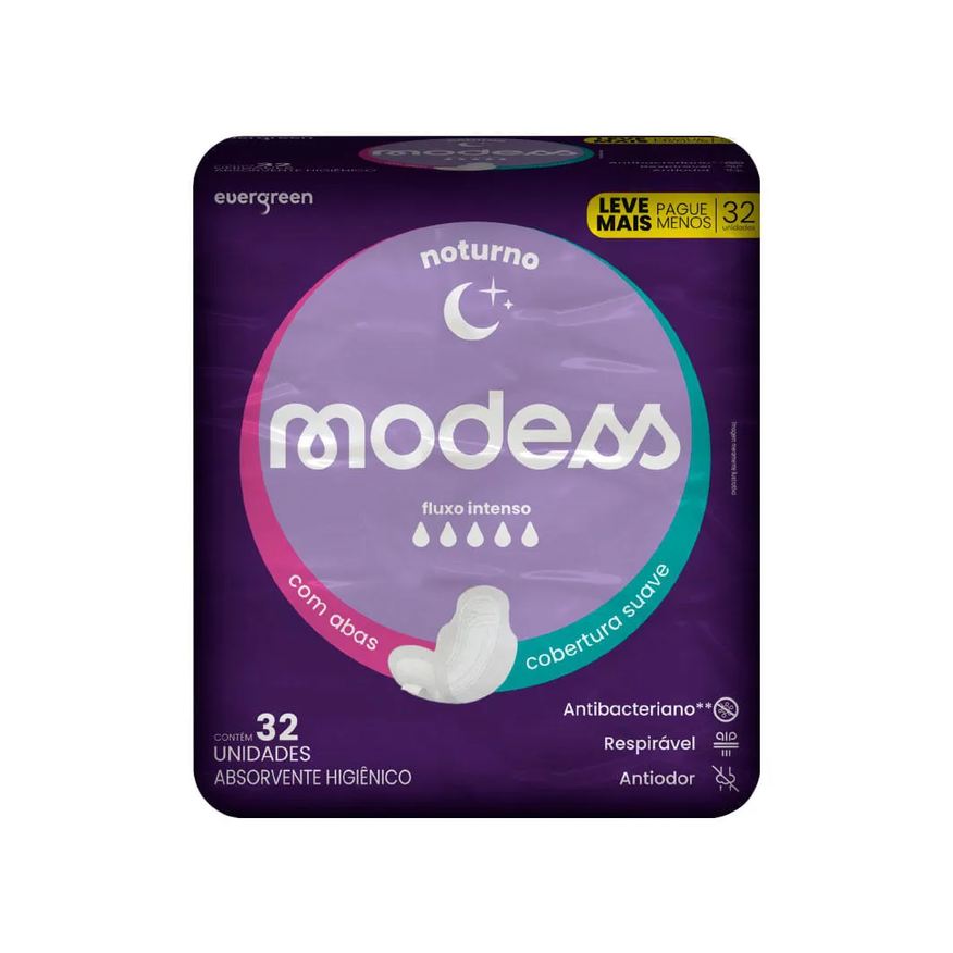 Modess Absorvente Noturno Com 32 Com Abas