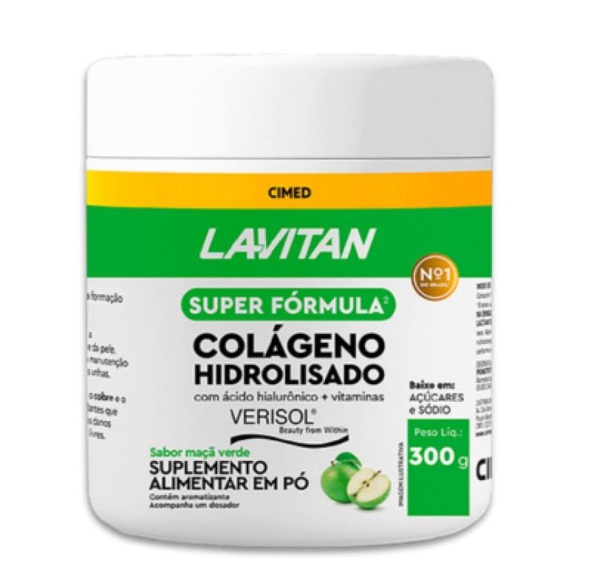 Colágeno Lavitan Hidrolisado Verisol 300 g Sabor Maçã Verde