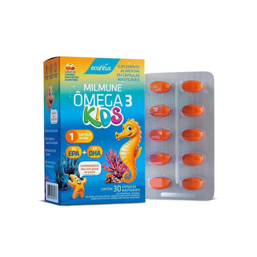 Omega Milmune 3 Kids Com 30 Capsulas Laranja Ecofitus