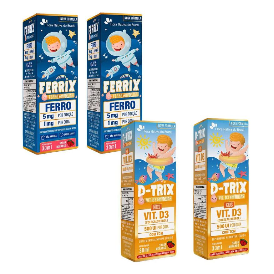 Ferrix 2x Ferro + 2x D Trix Vitamina D3 – Kids- Flora Nativa