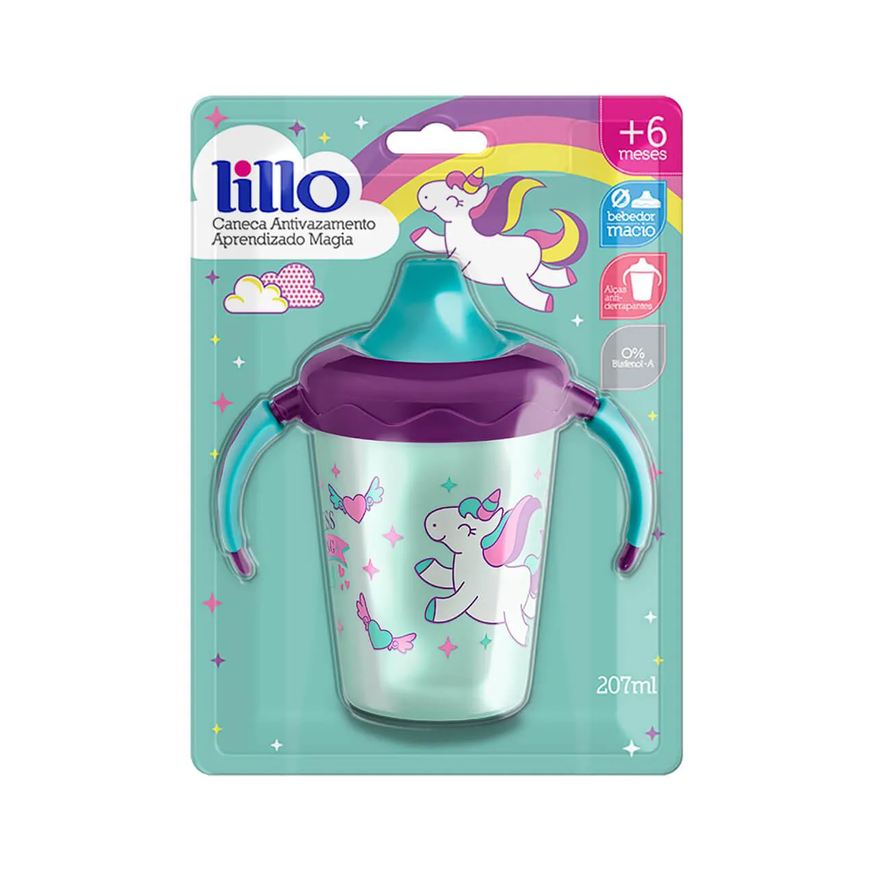 Lillo Caneca Infantil Antivazamento Aprendizado Magia Unicórnios