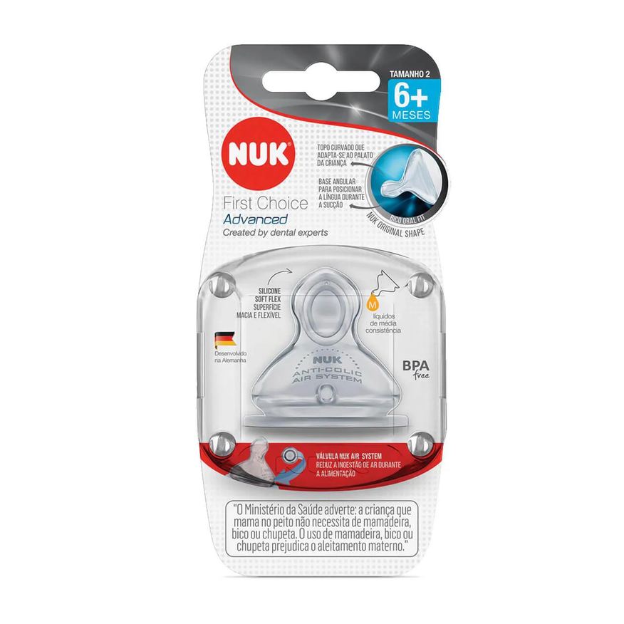 NUK Bico para Mamadeira First Choice Advanced Tamanho 2 com 1 unidade