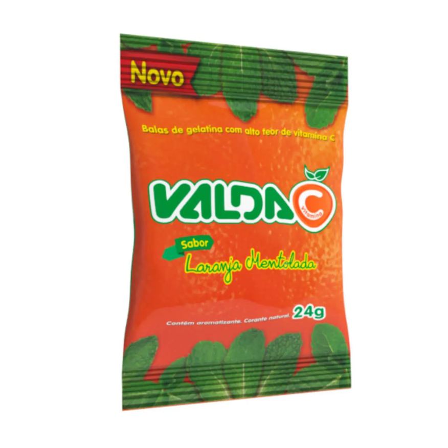 Valda Pastilhas C Balas de Gelatina Laranja Mentolada 24g