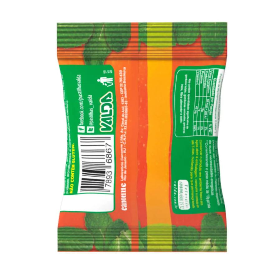 Valda Pastilhas C Balas de Gelatina Laranja Mentolada 24g