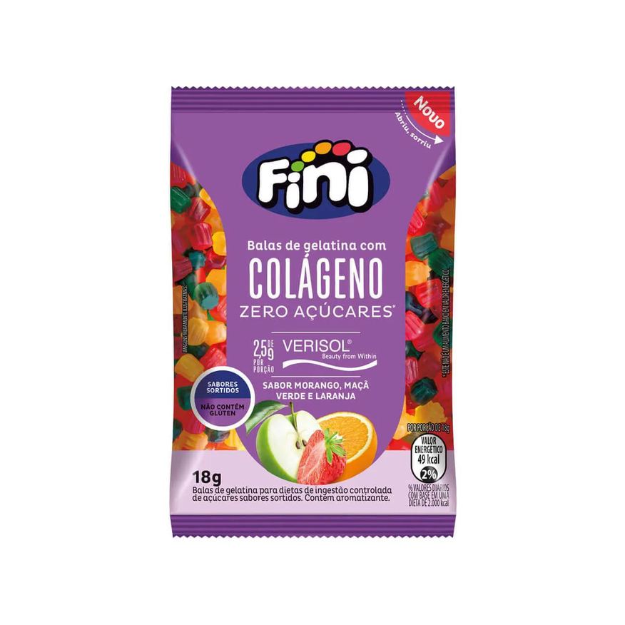 Fini Bala de Gelatina Bem-Estar Colágeno Morango, Maçã Verde e Laranja com 18g
