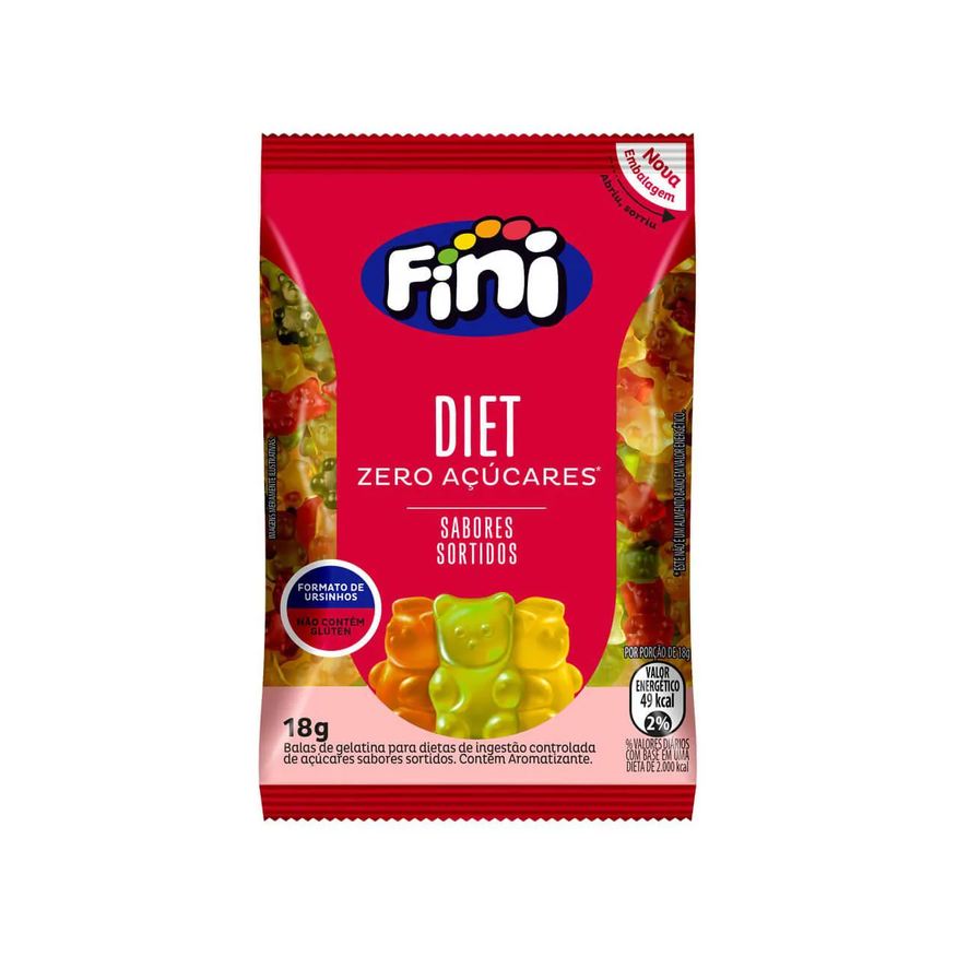 Fini Bem-Estar Bala de Gelatina Diet Zero Açúcar Sabores Sortidos com 18g