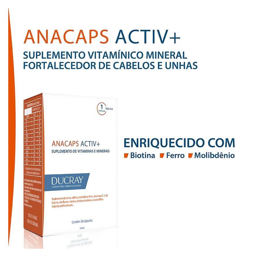Anacaps Polivitamínico Activ+ Cabelos e Unhas 30 cápsulas
