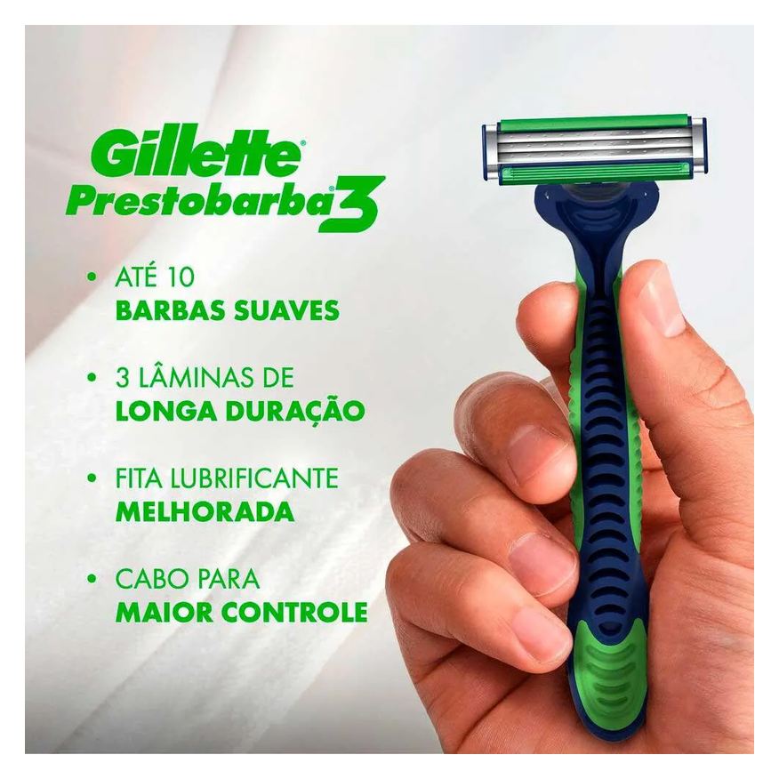 Gillette Aparelho de Barbear Prestobarba 3 Sensitive Aloe Vera 4 unidades