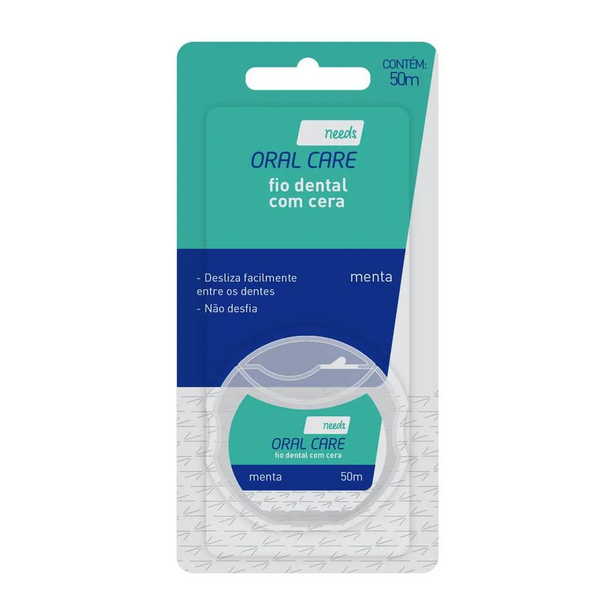 Needs Fio Dental Oral Care com Cera Menta 50m