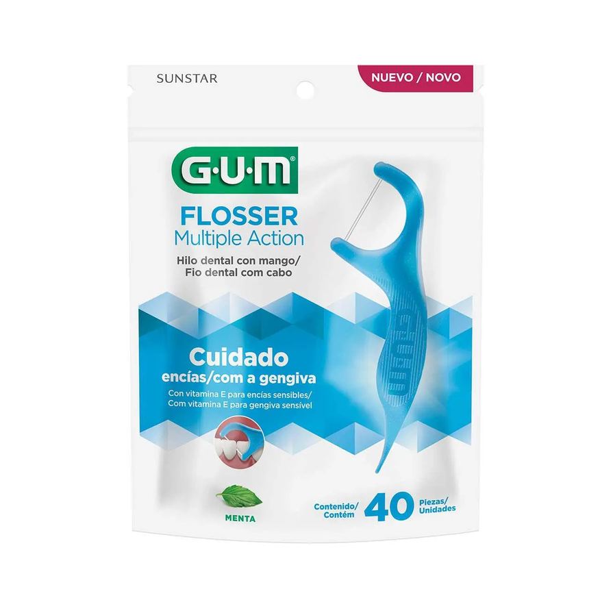 Dental Fio com Cabo G.U.M Flosser Multiple Action com 40 unidades