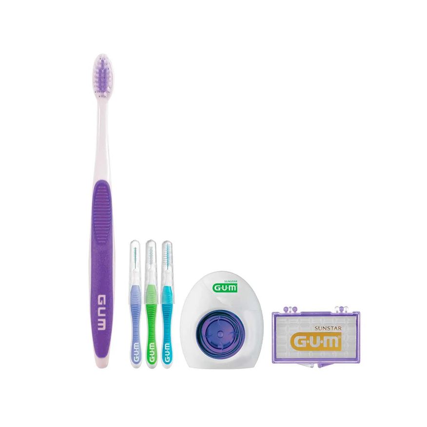 G.U.M Kit Orthodontic Escova de dente + 3 Escovas Interdentais + 5 Bastões de Cera + 5 Fios Dentais