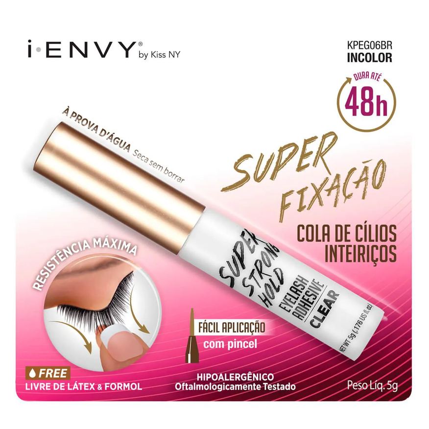 para Cola Cílios Postiços I-ENVY by Kiss NY 48h Incolor com 5g