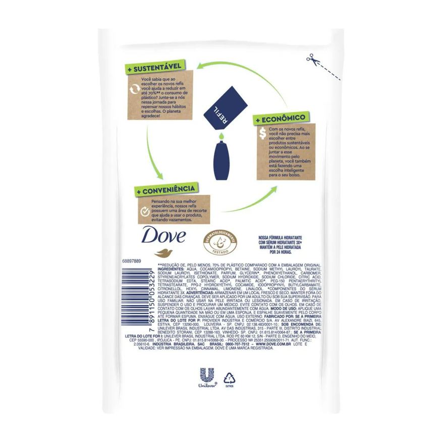 Dove Refil Sabonete Líquido Corporal Nutrição Profunda com 200ml