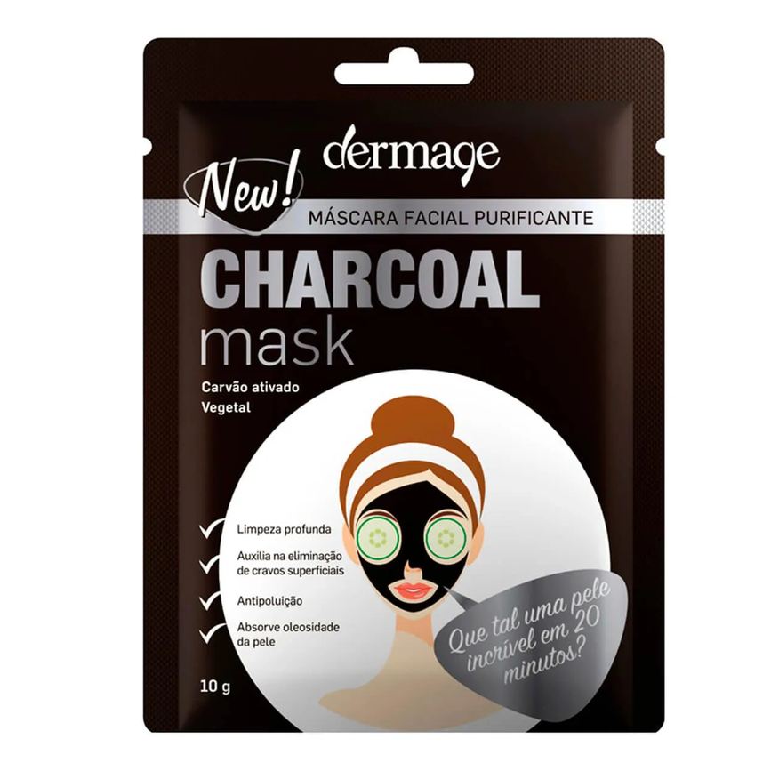 Dermage Máscara Facial Purificante Charcoal Mask Carvão Ativado Vegetal com 1 unidade