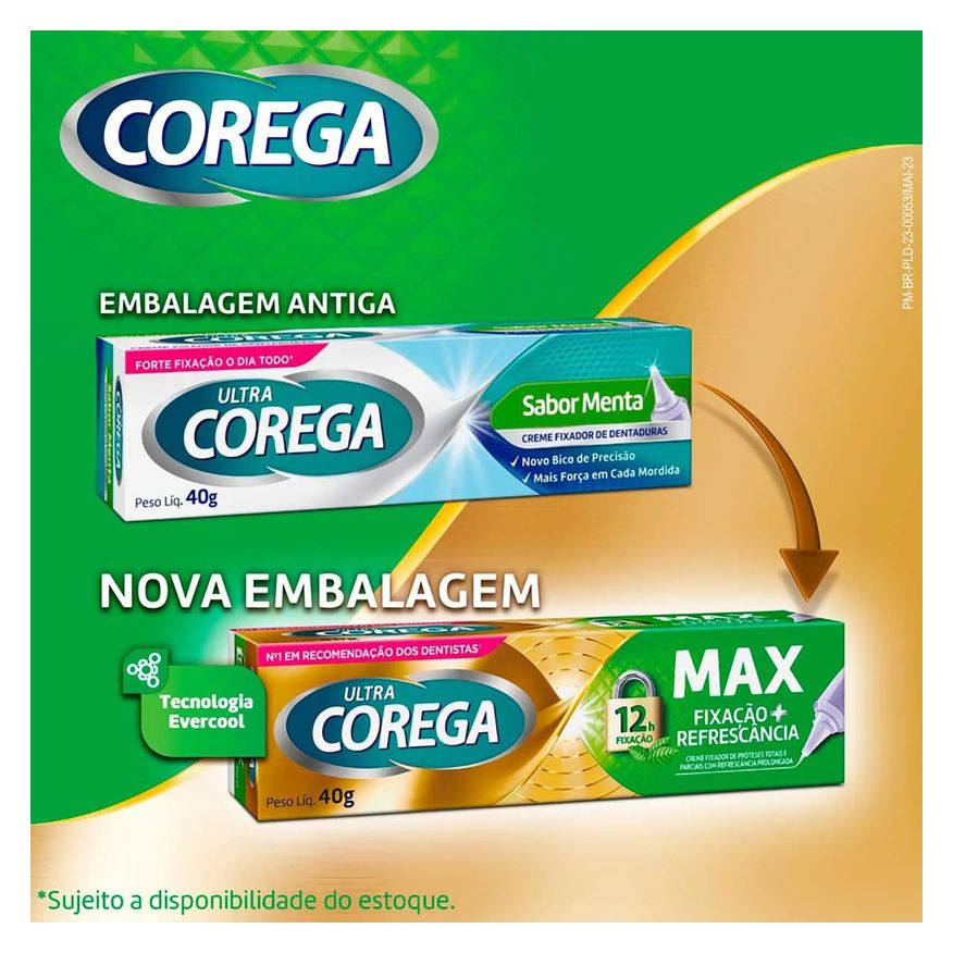 Fixador Creme de Dentadura Ultra Corega Max Fixação e Refrescância Menta 40g