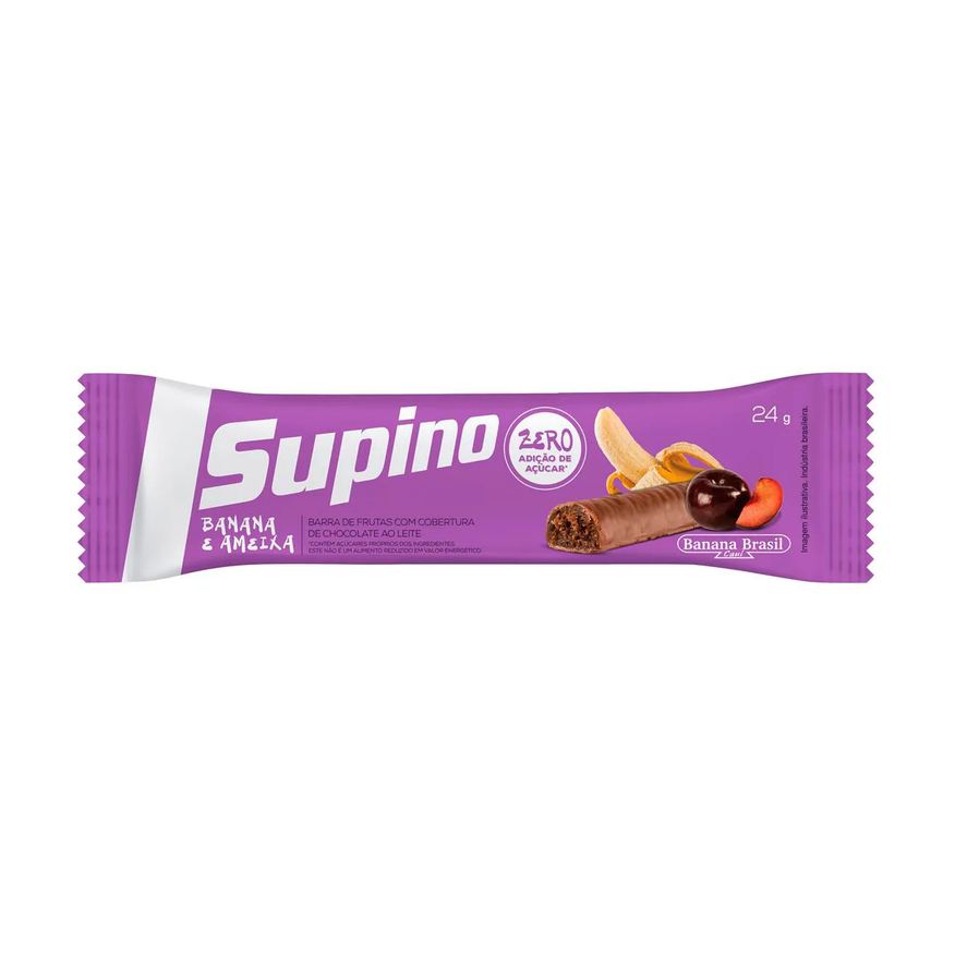 Supino Barra de Fruta Sabor Chocolate com Recheio de Banana e Ameixa com 24g