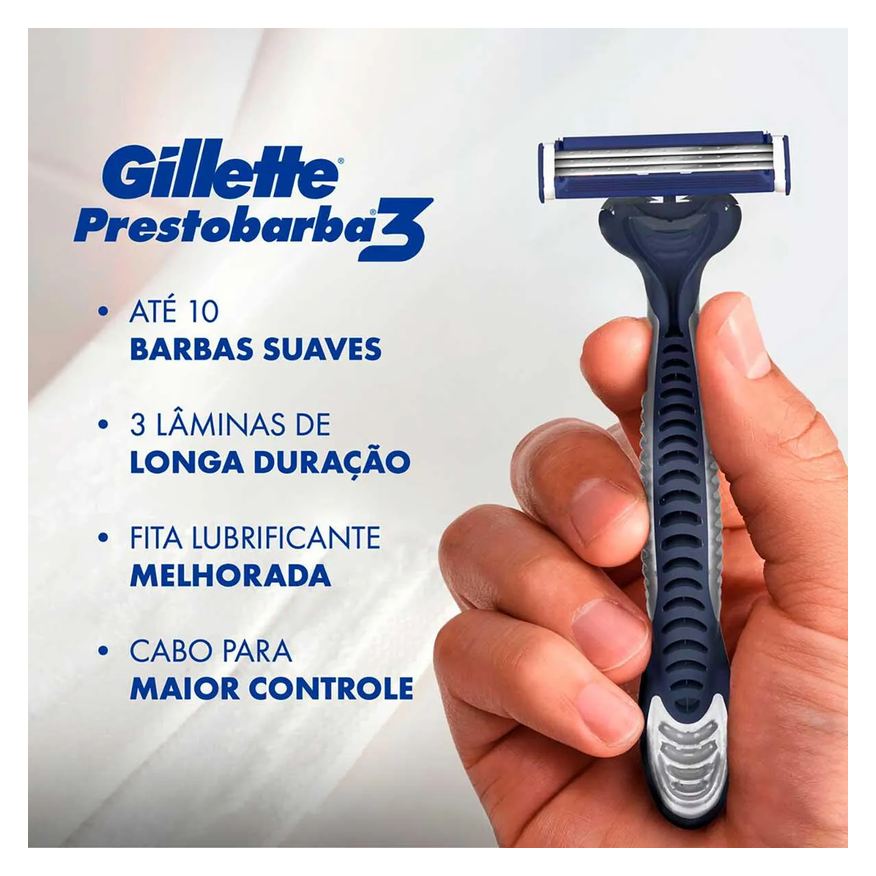 Gillette Aparelho de Barbear Descartável Prestobarba 3 com 4 unidades