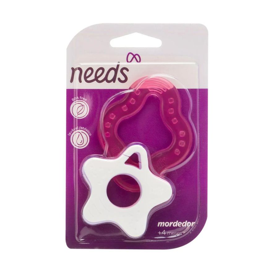 Needs Mordedor Infantil Clean Estrela Rosa BPA Free 1 unidade