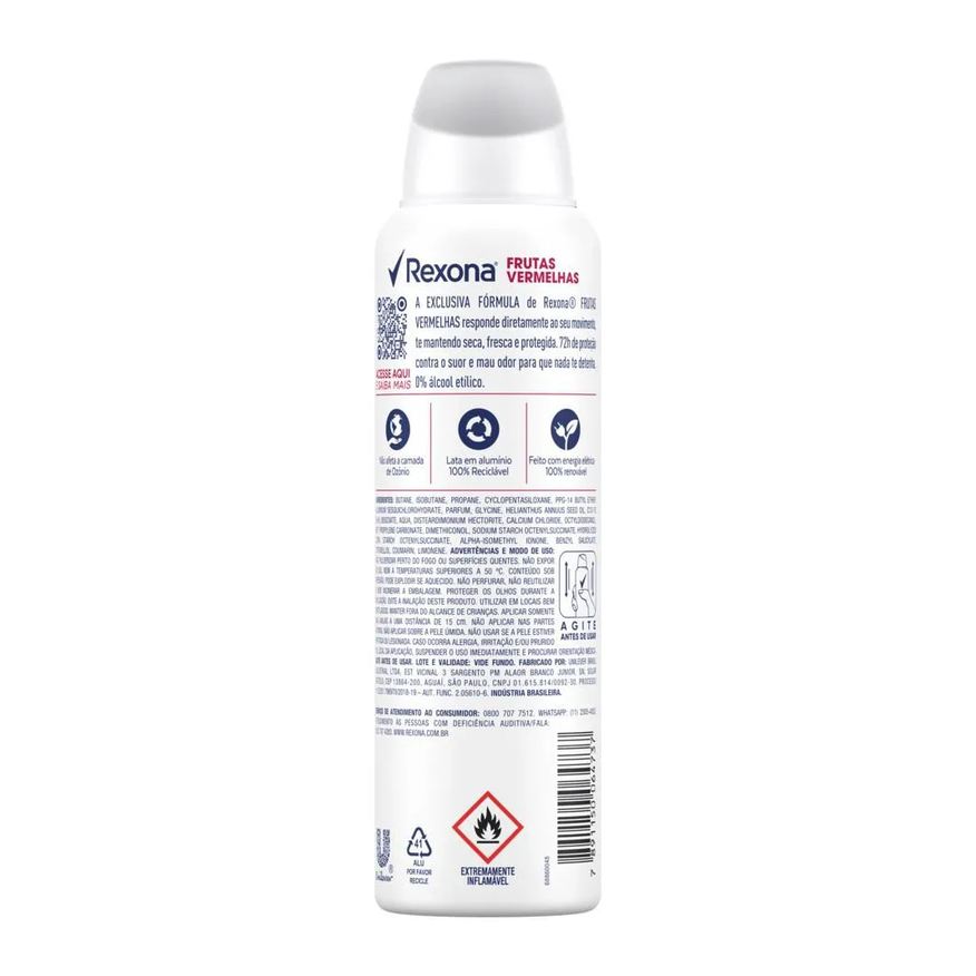 Rexona Desodorante Antitranspirante Aerosol Frutas Vermelhas Feminino 72h 150ml